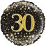 18inch 30th Sparkling Fizz Birthday Black & Gold Holographic