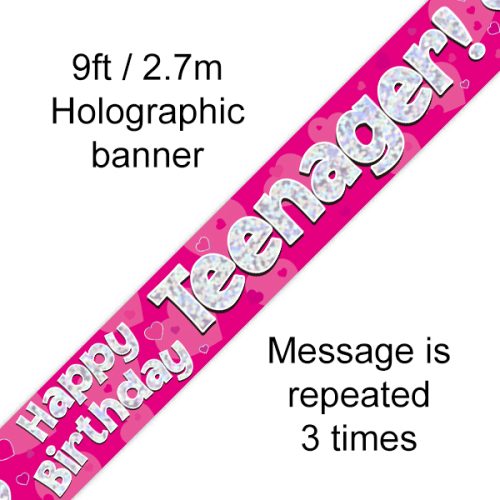 Pink Teenager Birthday Banner