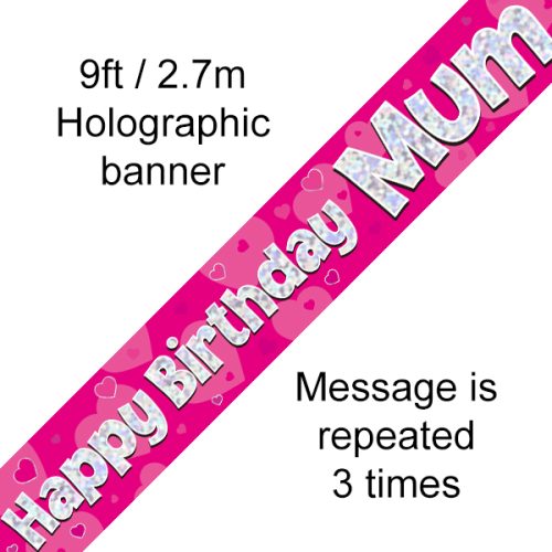 Pink Happy Birthday Mum Banner