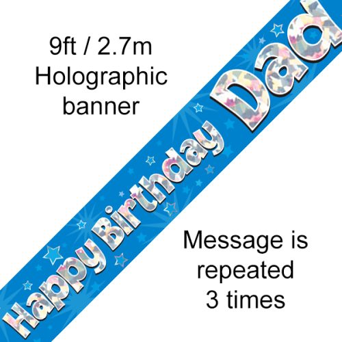 Blue Happy Birthday Dad Banner