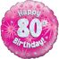 18inch Happy 80th Birthday Pink Holographic Balloon