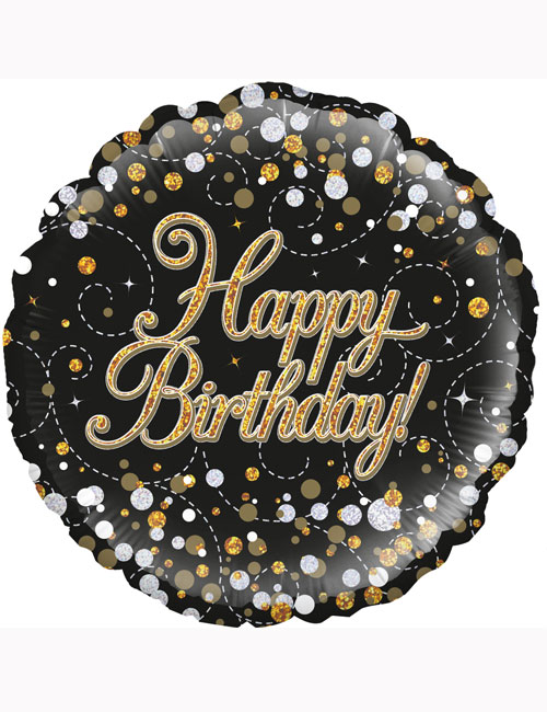 Happy Birthday Black Fizz Balloon