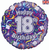 18inch 18th Birthday Streamers Holographic Balloon