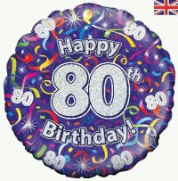 18inch 80th Birthday Streamers Holographic Balloon
