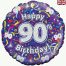 18inch 90th Birthday Streamers Holographic Balloon