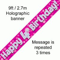 Pink 4th Birthday Banner