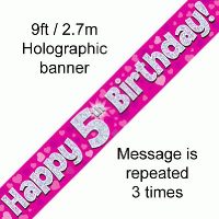 Pink 5th Birthday Banner