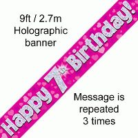 Pink 7th Birthday Banner