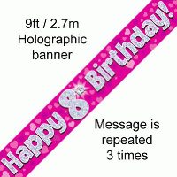 Pink 8th Birthday Banner