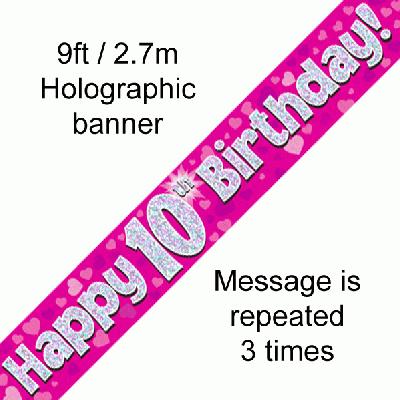 Pink 10th Birthday Banner