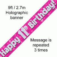 Pink 11th Birthday Banner