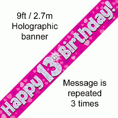 Pink 13th Birthday Banner