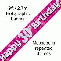 Pink 30th Birthday Banner