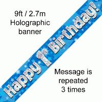 Blue 1st Birthday Banner