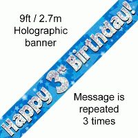 Blue 3rd Birthday Banner