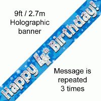 Blue 4th Birthday Banner