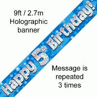 Blue 5th Birthday Banner