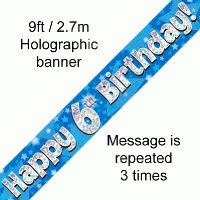 Blue 6th Birthday Banner
