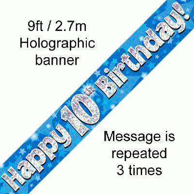 Blue 10th Birthday Banner