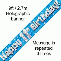Blue 11th Birthday Banner