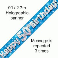 Blue 50th Birthday Banner
