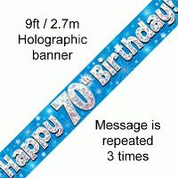 Blue 70th Birthday Banner