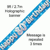 Blue 80th Birthday Banner