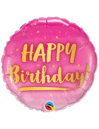 18 inch Pink Gold Happy Birthday Balloon