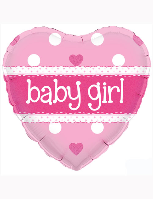 18inch Baby Girl Heart Holographic Balloon