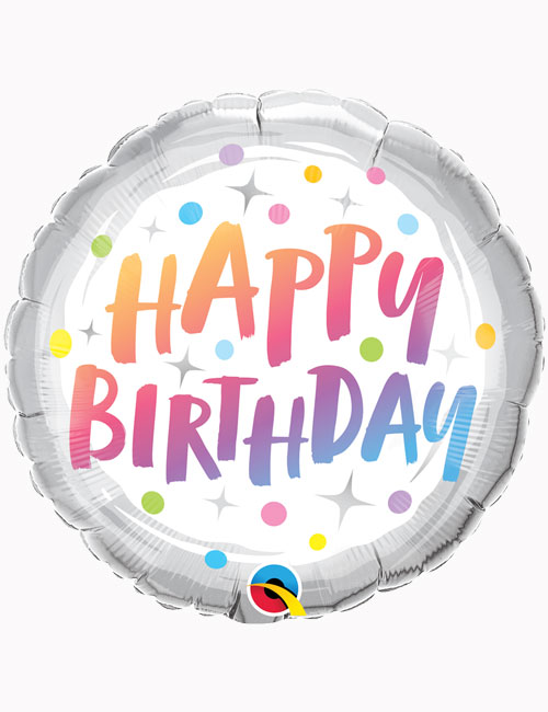 18inch Happy Birthday Rainbow Dots Balloon