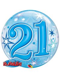 21st Birthday Bubble Balloon Blue