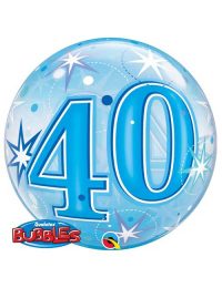 40th Birthday Bubble Balloon Blue
