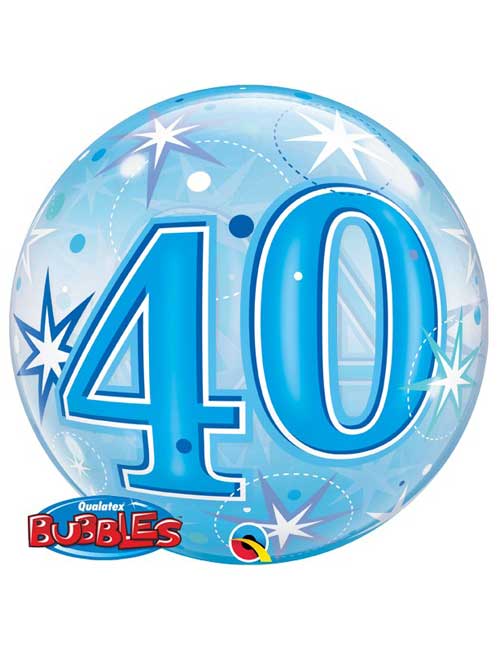 40th Birthday Bubble Balloon Blue