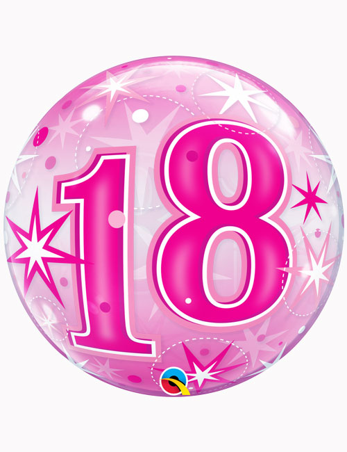 22" Bubble 18th Pink Starburst Sparkle