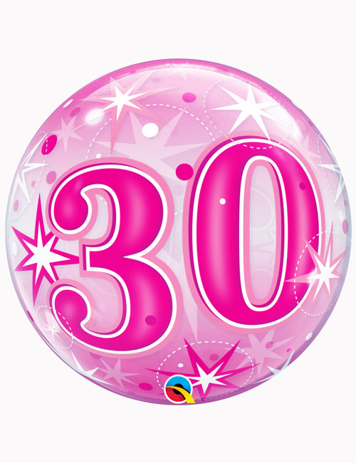 22" Bubble 30th Pink Starburst Sparkle