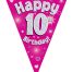 Party Bunting Happy 10th Birthday Pink Holographic 11 flags 3.9m