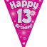 Party Bunting Happy 13th Birthday Pink Holographic 11 flags 3.9m