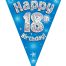 Party Bunting Happy 18th Birthday Blue Holographic 11 flags 3.9m