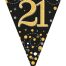 Party Bunting Sparkling Fizz 21 Black & Gold Holographic 11 flags 3.9m
