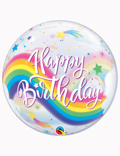 22" Bubble Birthday Rainbow Unicorns