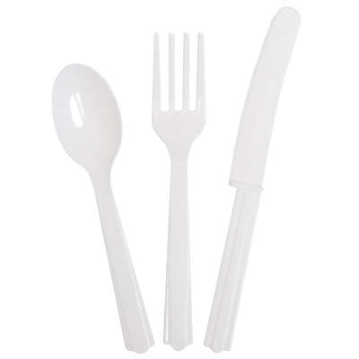 Cutlery x 18 Pieces White