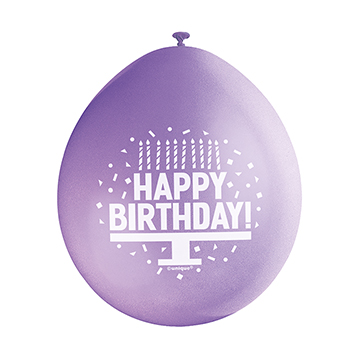 9″ Happy Birthday Assorted Colours Latex Balloons (Pack 10)