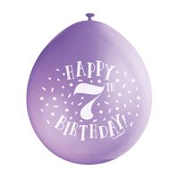 9″ Happy 7th Birthday Assorted Colours Latex Balloons (Pack 10)