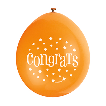 9″ Congrats Assorted Colours Latex Balloons (Pack 10)