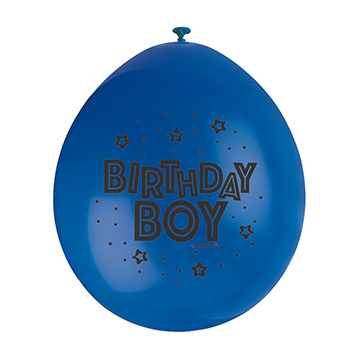 9″ Birthday Boy Blue Assorted Colours Latex Balloons (Pack 10)