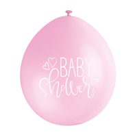 9″ Baby Shower Pink Assorted Colours Latex Balloons (Pack 10)