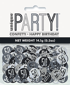 Birthday Black Glitz Number 50 Confetti 0.5oz