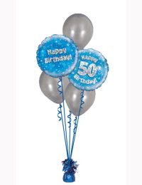 Blue Holographic Classic Aged Balloon Bouquet with Silver Latex. Various Ages Available.