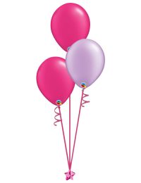 Set of 3 Latex Balloons Magenta and Lavender