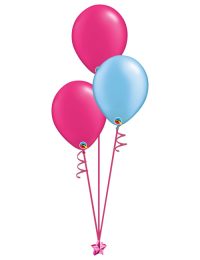 Set of 3 Latex Balloons Magenta and Light Blue
